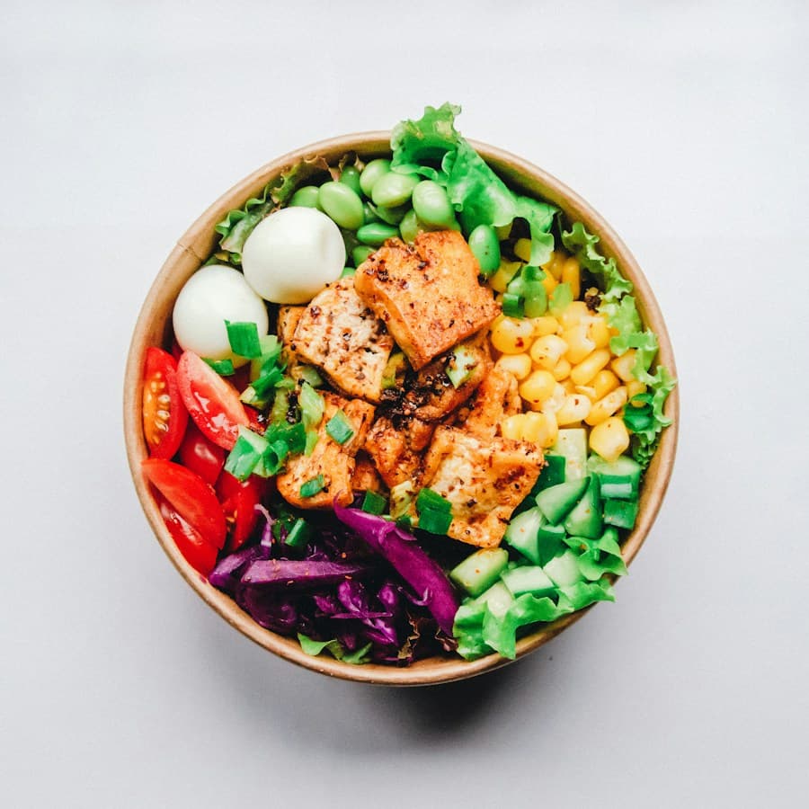 Colorful bowl of healthy food for meal planning
