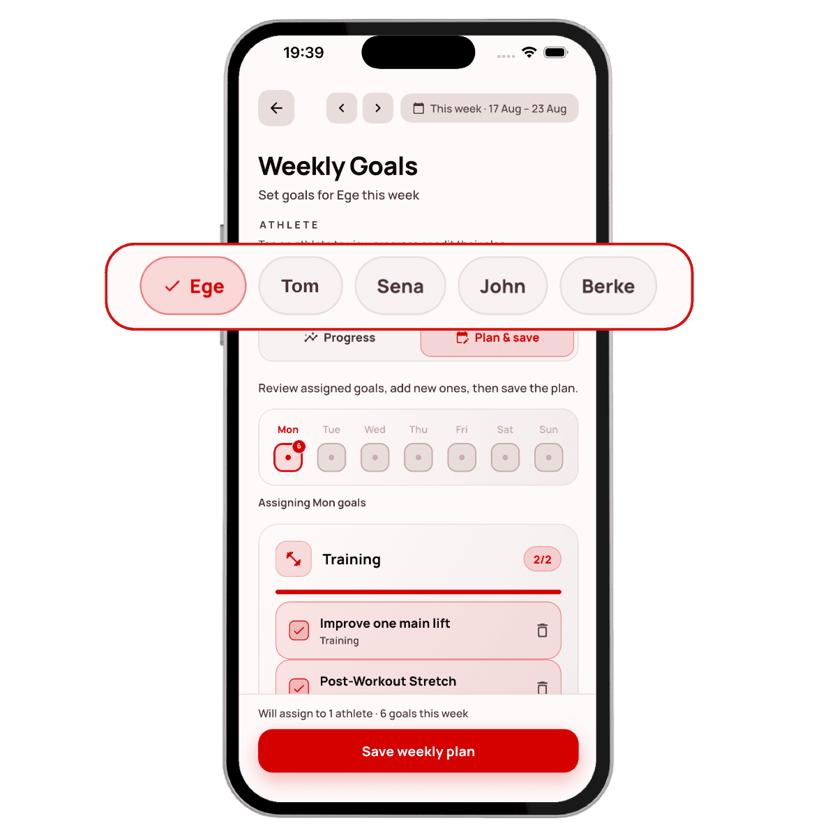 Trainno — Weekly goals